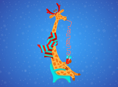 Giraffe celebrating Christmas holidays adobe illustrator cartoon cartoon giraffe character christmas christmas illustration christmas mood christmas postcard christmas season comic cure giraffe funny giraffe giraffe illustration sillhouette vector vector giraffe