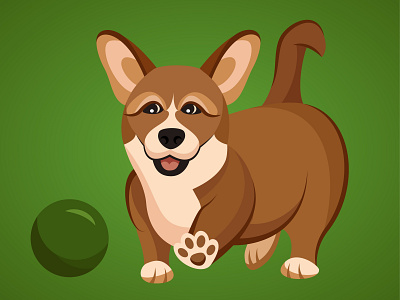 Cute corgi dog playing with the ball adobe illustrator breed cartoon character comic corgi corgi breed corgi dog corgi pet corgi playing corgi puppy cute puppy dog breed dog playing illustration joy pet dog puppy puppy playing vector