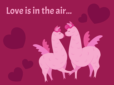 Love is is the air adobe illustrator affection alpaca amour cartoon character comic greeting illustration lama love llama love love is in the air postcard design valentine valentines postcard vector