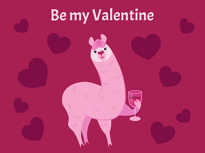 Be my Valentine adobe illustrator alpaca be my valentine cartoon character comic greeting happy valentines day illustration lama love llama love is in the air postcard valentine valentines day vector