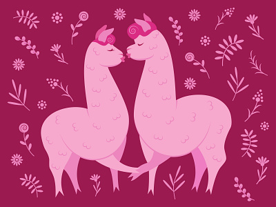 Llama love adobe illustrator affection alpaca amour animal be my valentine cartoon character comic couple greeting illustration llama love love pink postcard romantic valentine valentines day vector