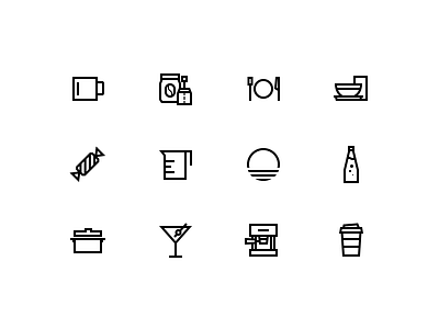 KITCHEN ICONS candy class coffee cup design dishes drink icon icons illustration line sketch snacks team