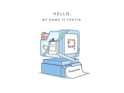 Hello, My name is Fenyin computer flat folder icon illustration printer sketch ui vector