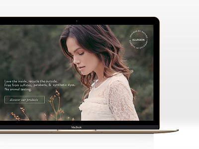 Klurskin ↠ Responsive Shopify landing page branding design flat gold icon logo mac type typography ui web website