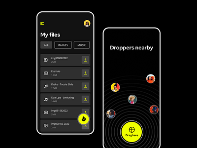 Drop black design design fileshare ui ui deisgn yellow