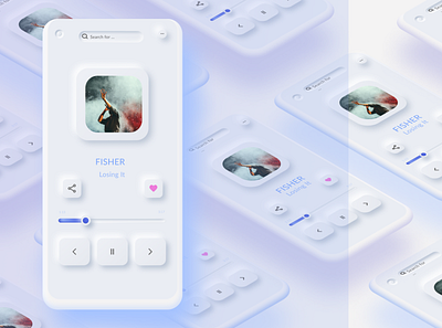 Mobile Music Player in Neumorphism app branding ui ui design uidesign uiux web