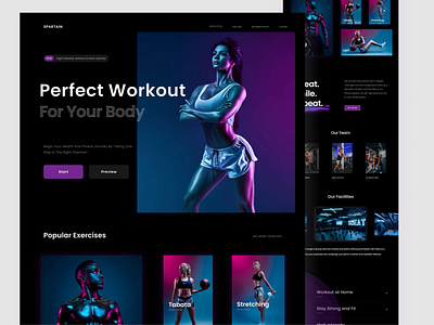 Fitness Club Landing Page app branding design fitness health illustration landing logo model neon sport ui ui design uidesign uiux web website