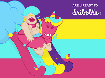 Come on! Are u ready to dribbble? 1 invite here! dribbbleinvite funtastic illustration invite magical unicorn