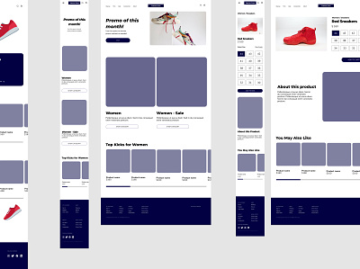 Wireframe for online shoe store app minimal ui ux web