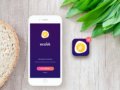 Ecook App ecook egg food icon logo recipes splash