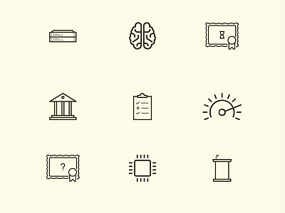 Random Icons brain chip diploma icons illustration lectern network podium public sector spedometer ssd switches
