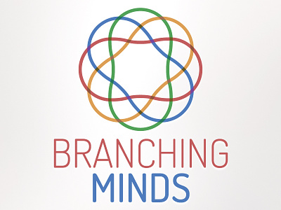 Branching Minds abstract education logo overlaps rainbow
