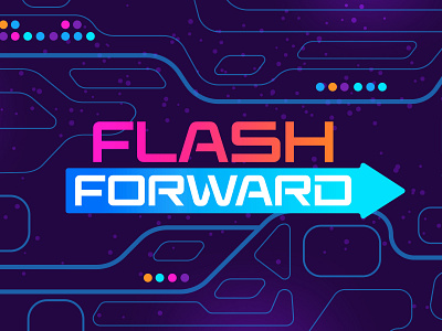 Flash Forward Logo arrow childrens illustration childrensministry church future futuristic font glow hope illustration illustrator jesus kidsministry logo neon photoshop space texture vector