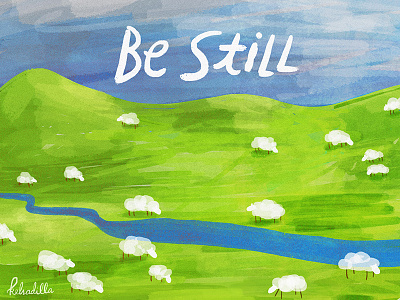 Be Still artist bible god green illo illustration paint painting peace photoshop sheep verse