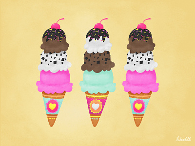 National Ice Cream Day colorful food icecream illustration illustrator kelsadilla photoshop pink summer