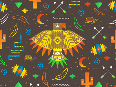 Desert Eagle colorful cute desert eagle illustration illustrator kelsadilla pattern photoshop southwest surfacepatterndesign tribal