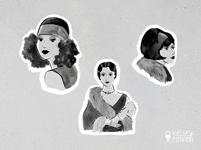 1920s Hair Doodles 1920s blackandwhite doodle draw fashion hair hairstyle illustration illustrator photoshop