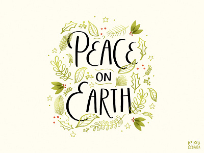 Peace on Earth christian christmas cute handlettering illustration illustrator kidart lettering mistletoe peace winter