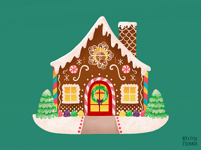 Sweet Christmas! candy christmas cute gingerbread gingerbreadhouse gingerbreadman illustration illustrator kidart snow sweets winter