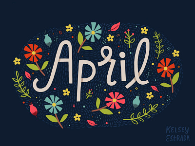 Happy April! april colorful floral flowers happy illustration illustrator pattern nature plants pretty spring