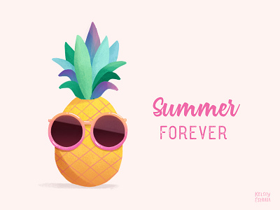 Summer Sunnin' fruit illustration illustrator photoshop pineapple pink summer sun sunglasses texture tropical