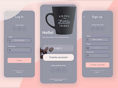 Coffee shop app signup app design illustration ui