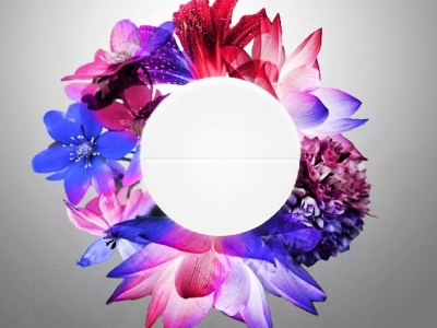 Happy pill artwork blue and red flowers illustration minimal pill shades