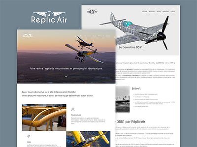 Réplic'air website aircraft aviation flight fly landing landing page plane toulouse website