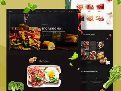 Restaurant Website Landing Page dark foods landing page minimal redesign ui design ux design vegetables web template