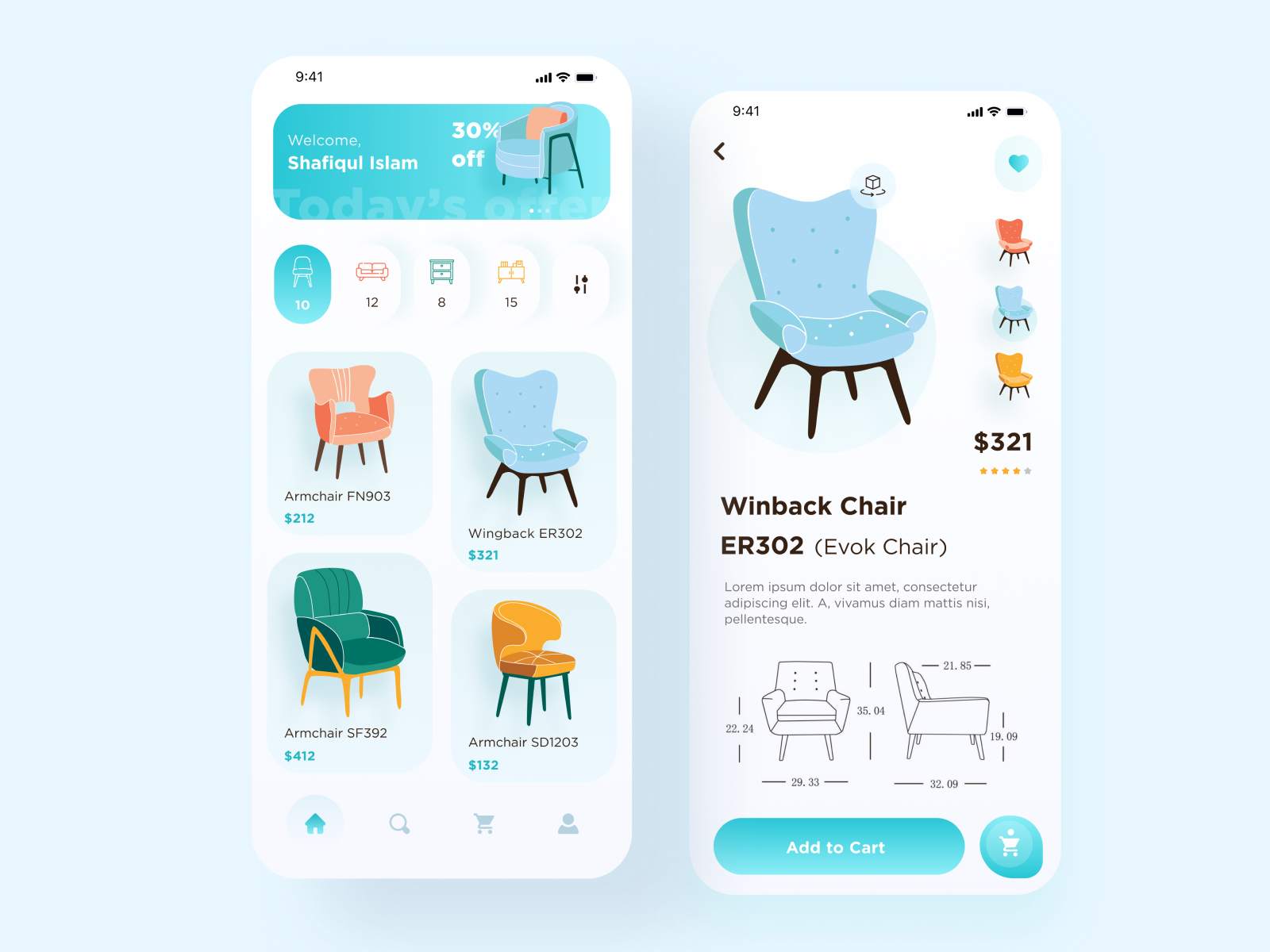 Furniture App Design by Shafiqul Islam 🌱 on Dribbble