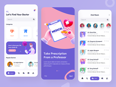 Home & Chat Screen- Doctor Appointment App