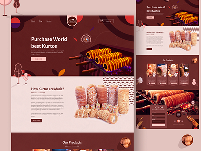 Product Landing Page Design app branding cart cooking creative ecommerce figma illustration kurtos landing page minimal responsive sell ui design ux design vector web template website