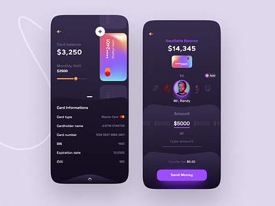 Finance Mobile App Interface Dark by Shafiqul Islam 🌱 for QClay on Dribbble