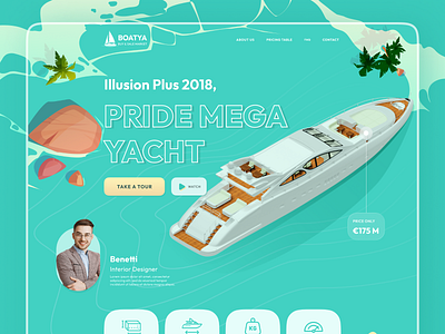 Product Sale Landing Page 3d creative design figma graphic illustration landing page mono color product landing page product page product sale sea ship ui ui design ux web page web template website yacht