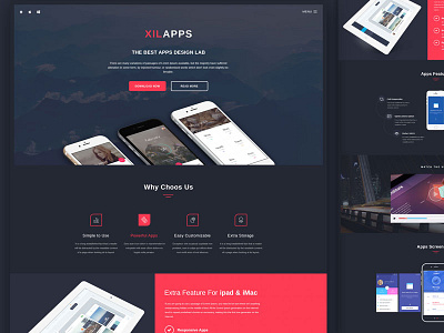 XILAPPS - Apps Landing Page 05 android apple apps apps design creative apps landing page landing page psd psd template responsive uiux web template xilapps