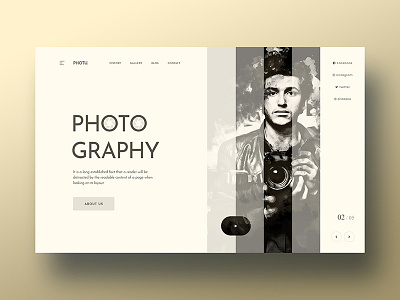 PHOTU - Web UI Experiment Project color concept design landing page minimal nature photography slider ui web template