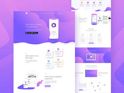 Design on Apps Landing Page app design app landing colorful gradient landing page minimal saas template theme themefores ui design ux design web template