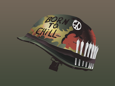 Born to Chill cammo chill helmet joint marijuana parody peace relax
