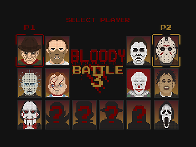 Bloody Battle 3 blood characters horror movies parody pixel retro serial killer video game