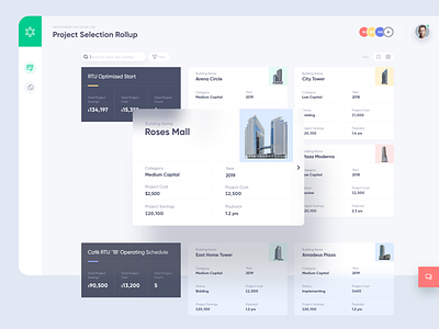 Bractlet - Project Selection Rollup building cost dashboard performance product design project savings software stats ux web app webapp