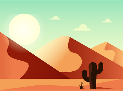 Desert color desert illustration landscape sand sun sunset vector