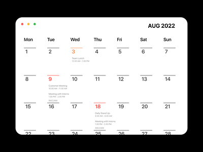 Calendar Design calendar calendar screen design ios mac macos page screen ui ux