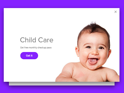 Child Care UI ad advertisement care child health popup purple