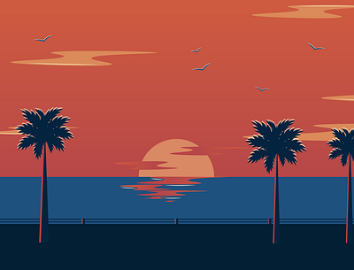 Sunset at Sea attractive colors graphic design illustration inspo orange painting palms sea sketching sunset sunsetatsea vector