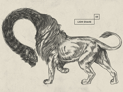HYBRID . Lion Snake . Drawing animal artwork beast concept creature drawing hybrid illustration kudu monster paper pencil