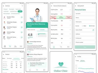 Online clinic - mobile app app design illustration medical app medicine ui