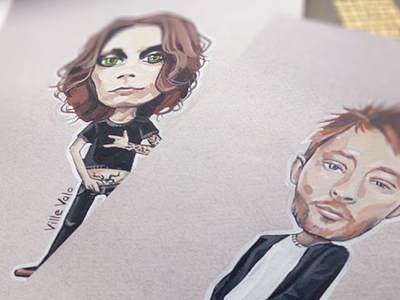 Ville Valo and Thom Yorke dribbble illustration picture radiohead thomyorke triangle villevalo