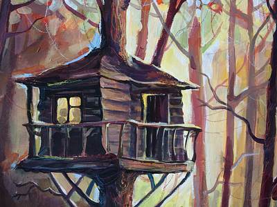 Tree house drawing dribbble house illustration picture tree