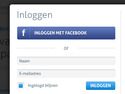 Login modal window facebook login modal