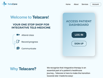 Tele-medicine Landing Page design figma landing page login page product design telehealth ui yoga